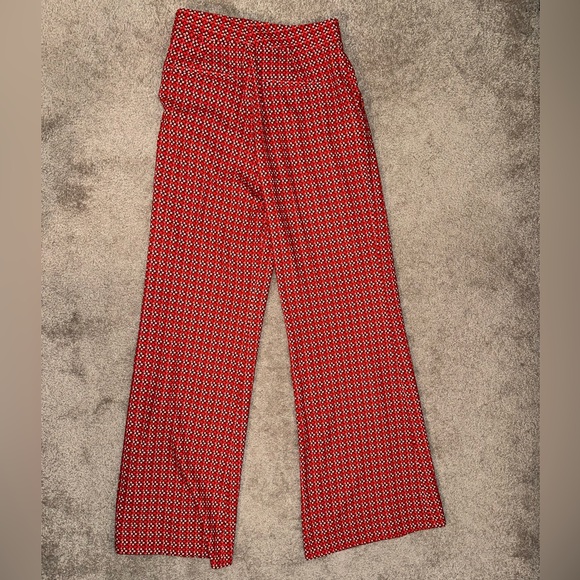Alice + Olivia Red Orange Patterned Dylan Trousers - Picture 3 of 3
